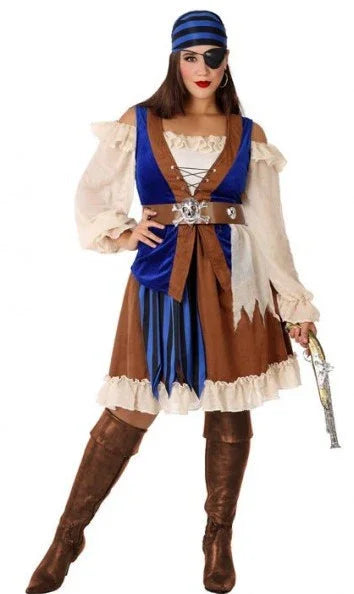 Disfraz de Pirata Azul Elegante para Mujer Piratas Atosa XL